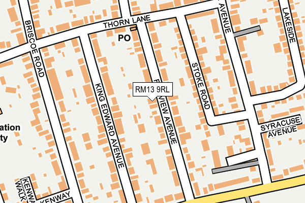 RM13 9RL map - OS OpenMap – Local (Ordnance Survey)