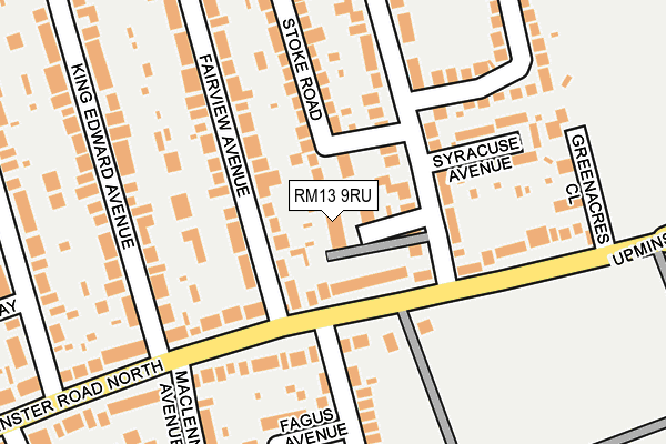RM13 9RU map - OS OpenMap – Local (Ordnance Survey)