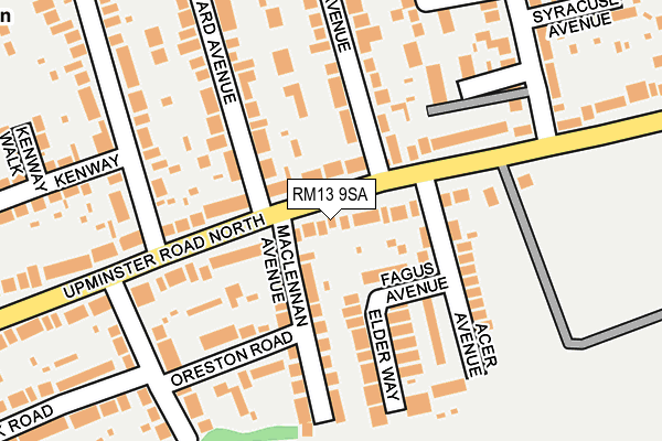 RM13 9SA map - OS OpenMap – Local (Ordnance Survey)