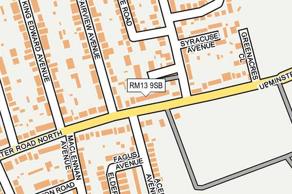 RM13 9SB map - OS OpenMap – Local (Ordnance Survey)