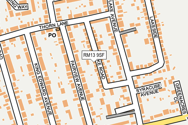 RM13 9SF map - OS OpenMap – Local (Ordnance Survey)