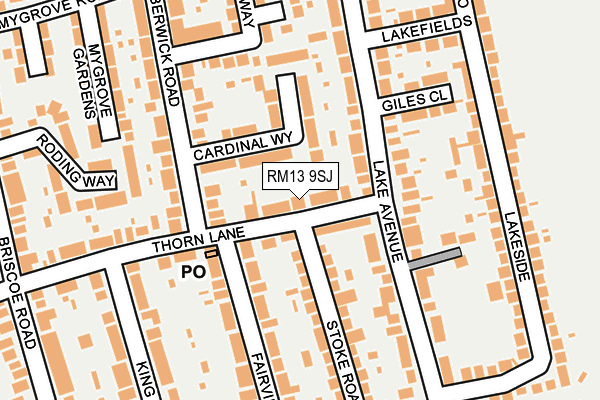 RM13 9SJ map - OS OpenMap – Local (Ordnance Survey)