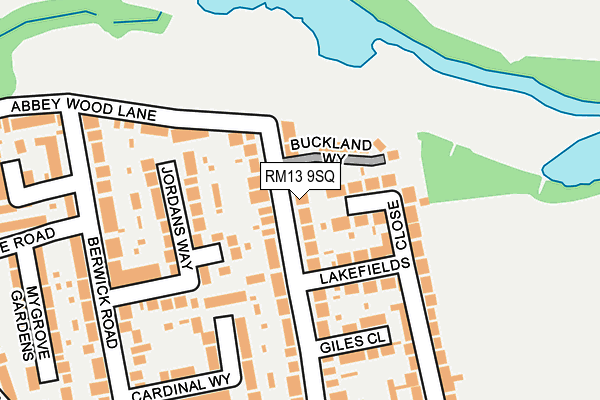 RM13 9SQ map - OS OpenMap – Local (Ordnance Survey)