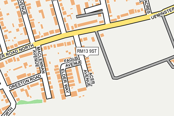 RM13 9ST map - OS OpenMap – Local (Ordnance Survey)