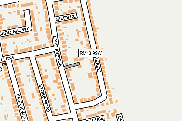 RM13 9SW map - OS OpenMap – Local (Ordnance Survey)