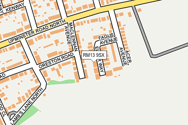 RM13 9SX map - OS OpenMap – Local (Ordnance Survey)