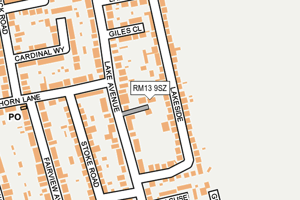RM13 9SZ map - OS OpenMap – Local (Ordnance Survey)
