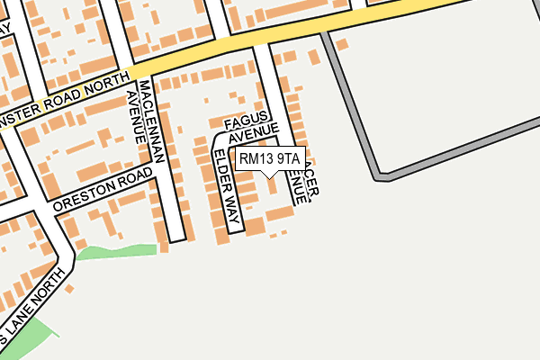 RM13 9TA map - OS OpenMap – Local (Ordnance Survey)