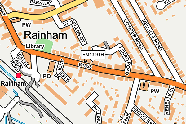 RM13 9TH map - OS OpenMap – Local (Ordnance Survey)
