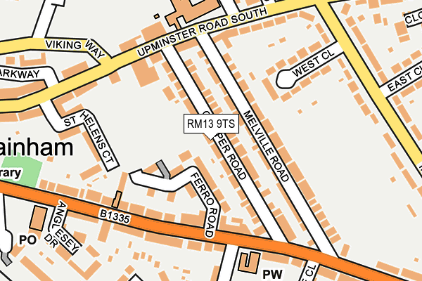 RM13 9TS map - OS OpenMap – Local (Ordnance Survey)