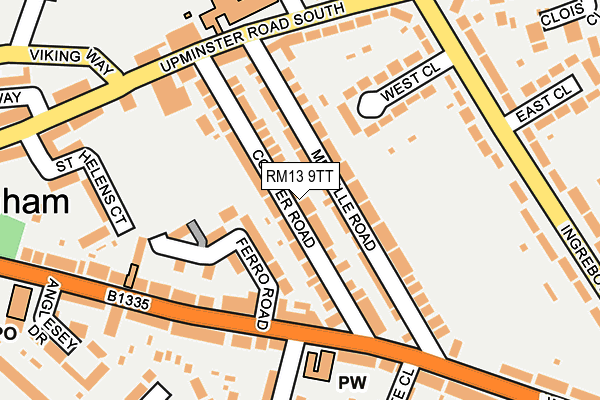 RM13 9TT map - OS OpenMap – Local (Ordnance Survey)