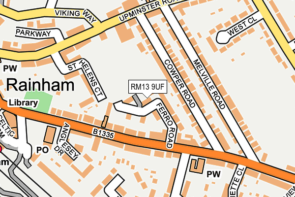 RM13 9UF map - OS OpenMap – Local (Ordnance Survey)