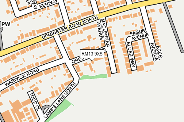 RM13 9XS map - OS OpenMap – Local (Ordnance Survey)