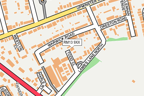 RM13 9XX map - OS OpenMap – Local (Ordnance Survey)
