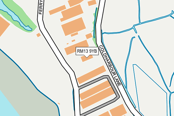 RM13 9YB map - OS OpenMap – Local (Ordnance Survey)