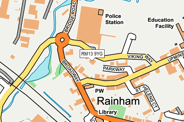 RM13 9YG map - OS OpenMap – Local (Ordnance Survey)