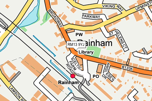 RM13 9YJ map - OS OpenMap – Local (Ordnance Survey)