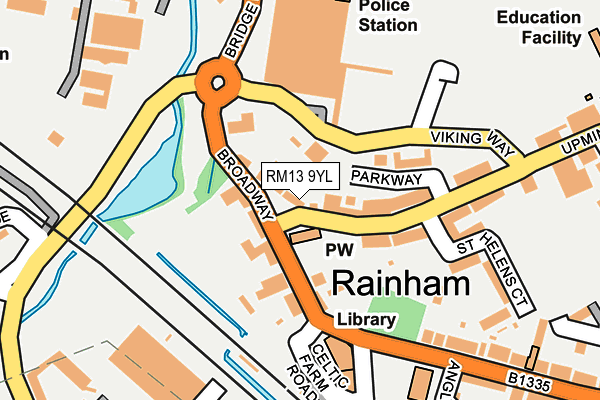 RM13 9YL map - OS OpenMap – Local (Ordnance Survey)