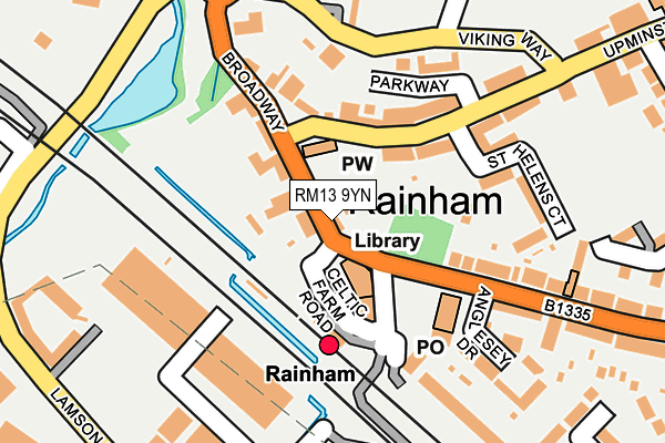 RM13 9YN map - OS OpenMap – Local (Ordnance Survey)