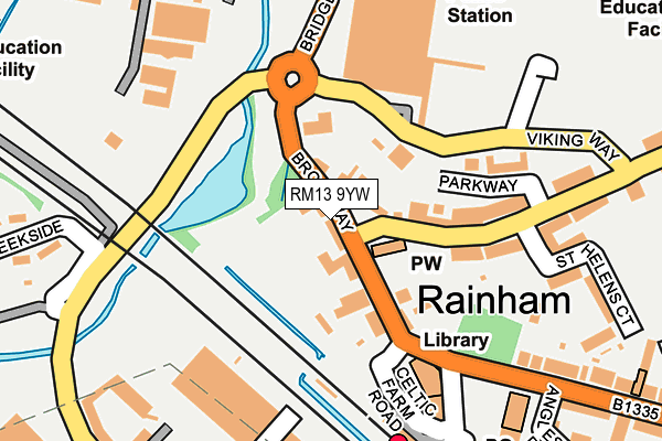 RM13 9YW map - OS OpenMap – Local (Ordnance Survey)