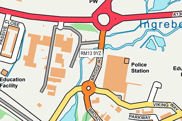 RM13 9YZ map - OS OpenMap – Local (Ordnance Survey)