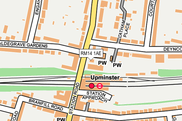 RM14 1AE map - OS OpenMap – Local (Ordnance Survey)