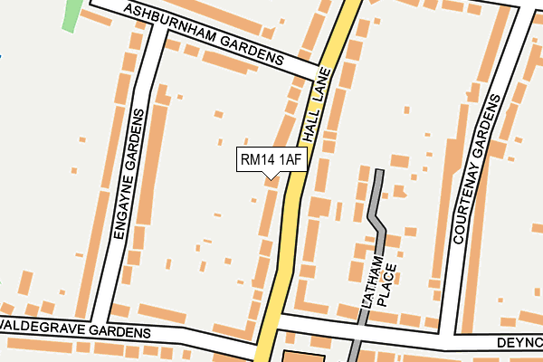 RM14 1AF map - OS OpenMap – Local (Ordnance Survey)