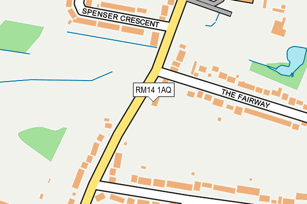 RM14 1AQ map - OS OpenMap – Local (Ordnance Survey)