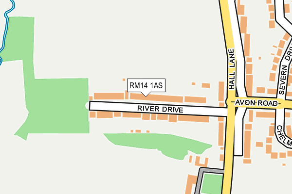 RM14 1AS map - OS OpenMap – Local (Ordnance Survey)