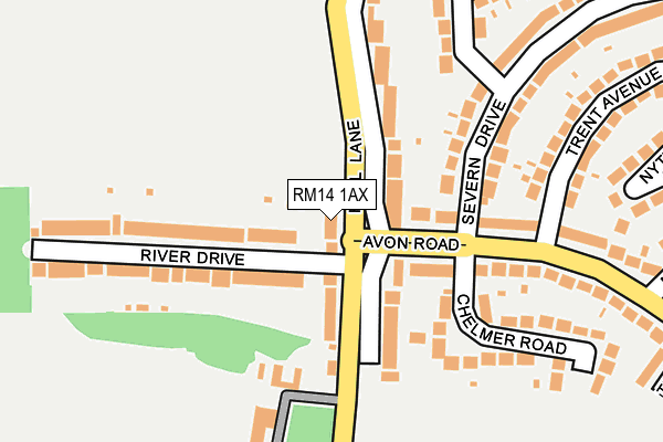 RM14 1AX map - OS OpenMap – Local (Ordnance Survey)
