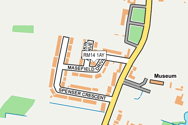 RM14 1AY map - OS OpenMap – Local (Ordnance Survey)