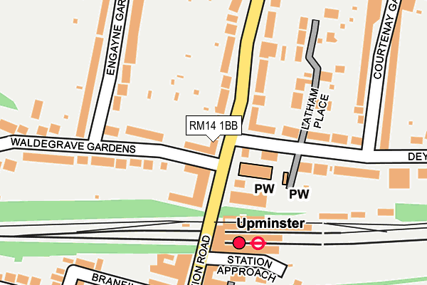 RM14 1BB map - OS OpenMap – Local (Ordnance Survey)