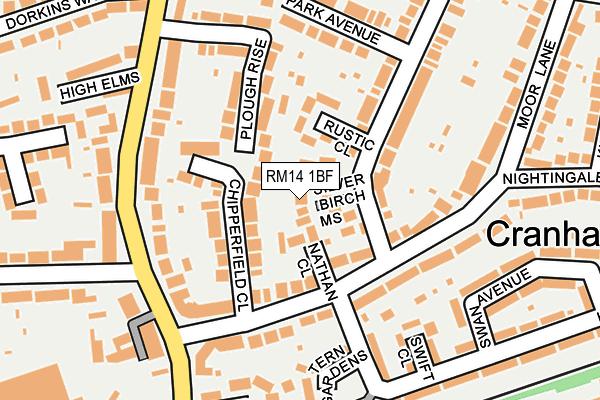 RM14 1BF map - OS OpenMap – Local (Ordnance Survey)