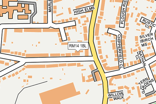 RM14 1BL map - OS OpenMap – Local (Ordnance Survey)