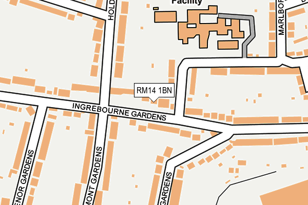 RM14 1BN map - OS OpenMap – Local (Ordnance Survey)