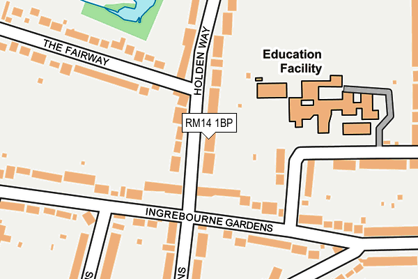 RM14 1BP map - OS OpenMap – Local (Ordnance Survey)