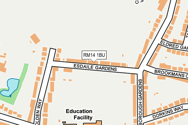 RM14 1BU map - OS OpenMap – Local (Ordnance Survey)