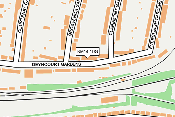 RM14 1DG map - OS OpenMap – Local (Ordnance Survey)