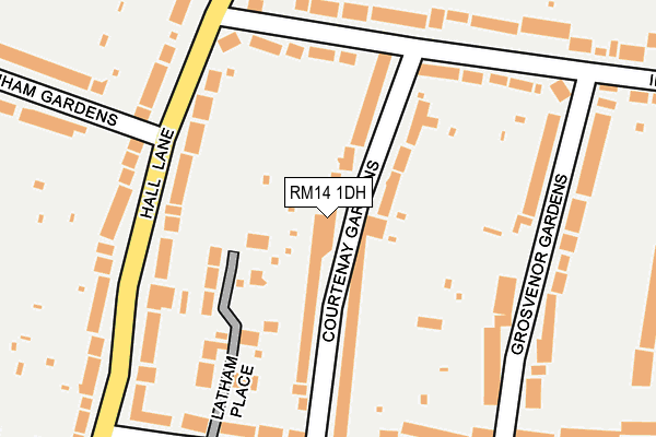 RM14 1DH map - OS OpenMap – Local (Ordnance Survey)