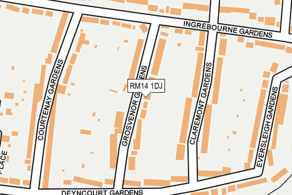 RM14 1DJ map - OS OpenMap – Local (Ordnance Survey)