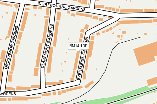 RM14 1DP map - OS OpenMap – Local (Ordnance Survey)