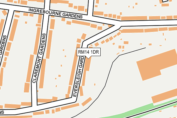 RM14 1DR map - OS OpenMap – Local (Ordnance Survey)