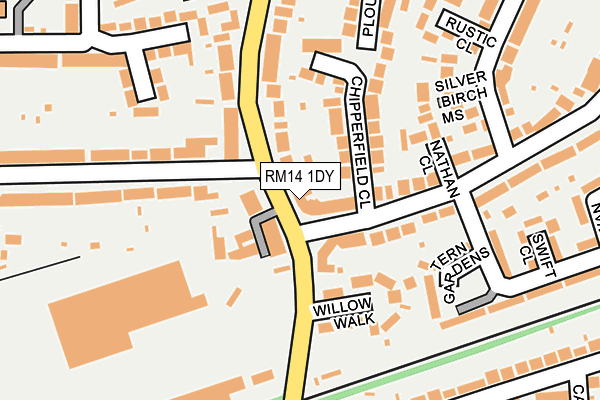 RM14 1DY map - OS OpenMap – Local (Ordnance Survey)