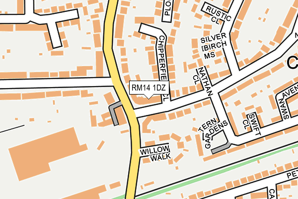 RM14 1DZ map - OS OpenMap – Local (Ordnance Survey)