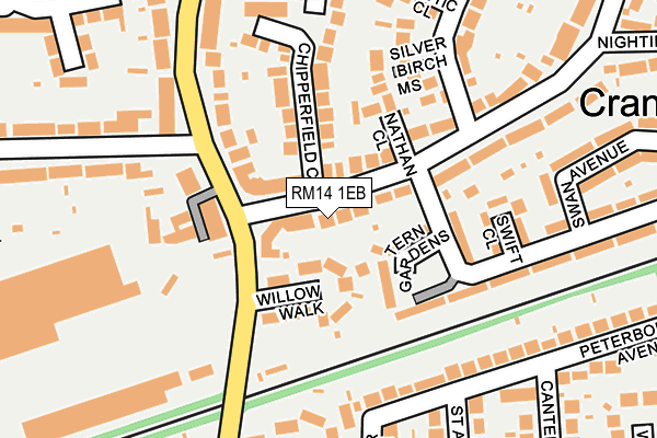 RM14 1EB map - OS OpenMap – Local (Ordnance Survey)