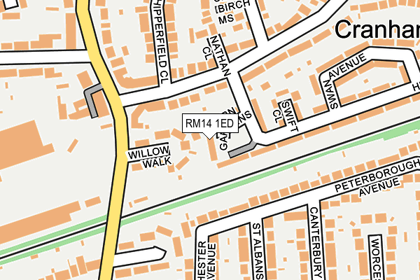 RM14 1ED map - OS OpenMap – Local (Ordnance Survey)