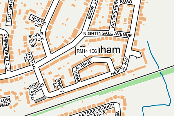 RM14 1EG map - OS OpenMap – Local (Ordnance Survey)