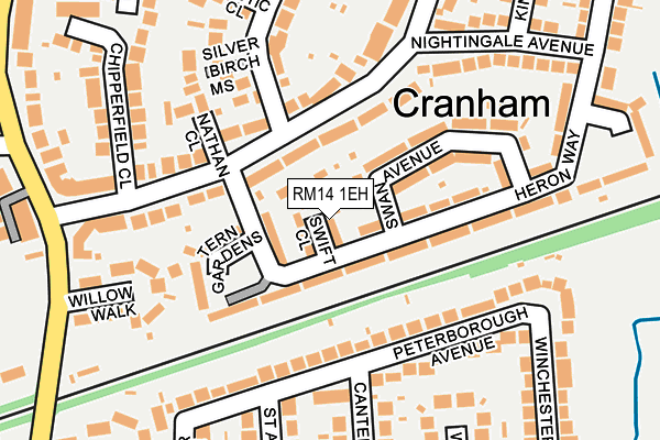 RM14 1EH map - OS OpenMap – Local (Ordnance Survey)