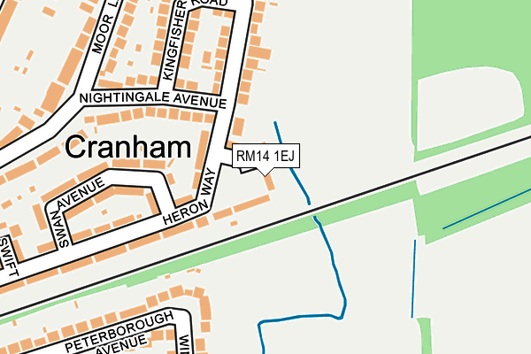 RM14 1EJ map - OS OpenMap – Local (Ordnance Survey)