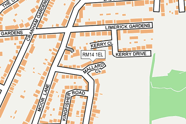 RM14 1EL map - OS OpenMap – Local (Ordnance Survey)